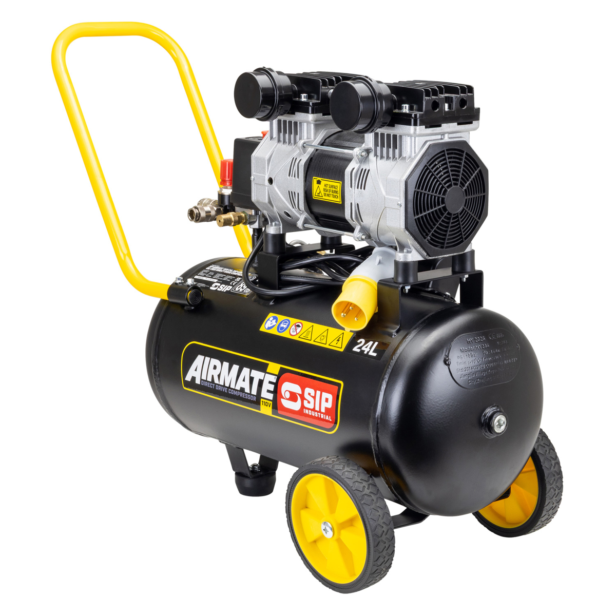 SIP AIRMATE® 110V 24L 2hp Low Noise Oil-Free Direct Drive Compressor